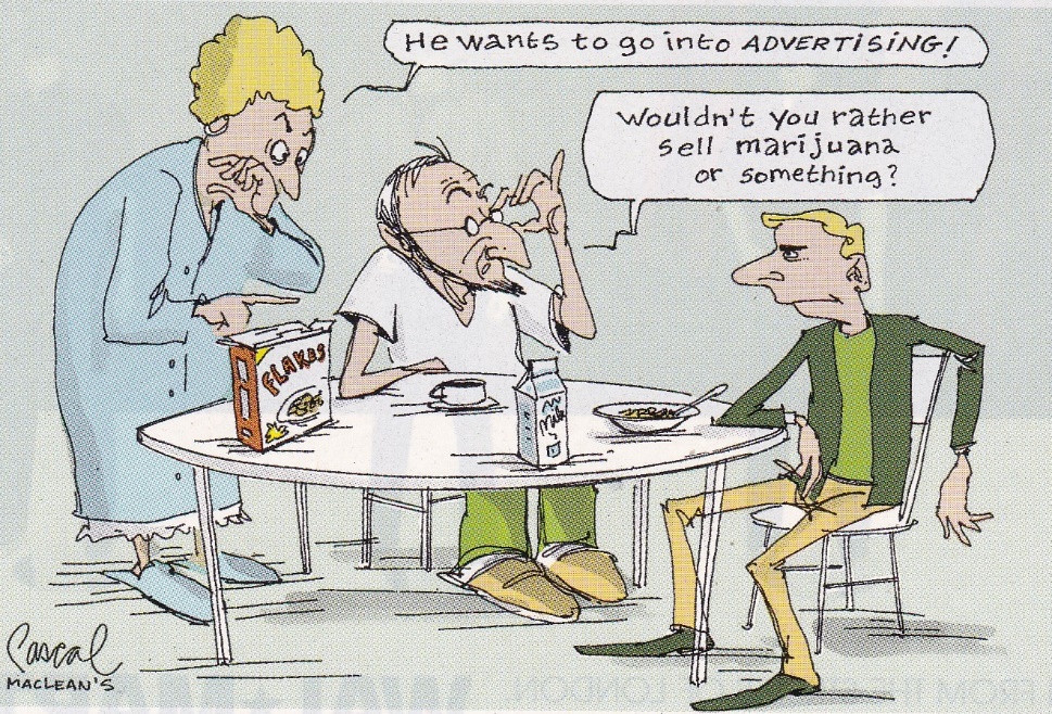 Cartoon of a person sitting at a table with a person in a chair
Description automatically generated