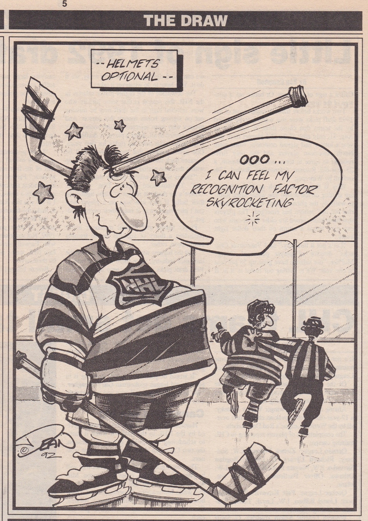 Cartoon of a cartoon of a hockey player
Description automatically generated