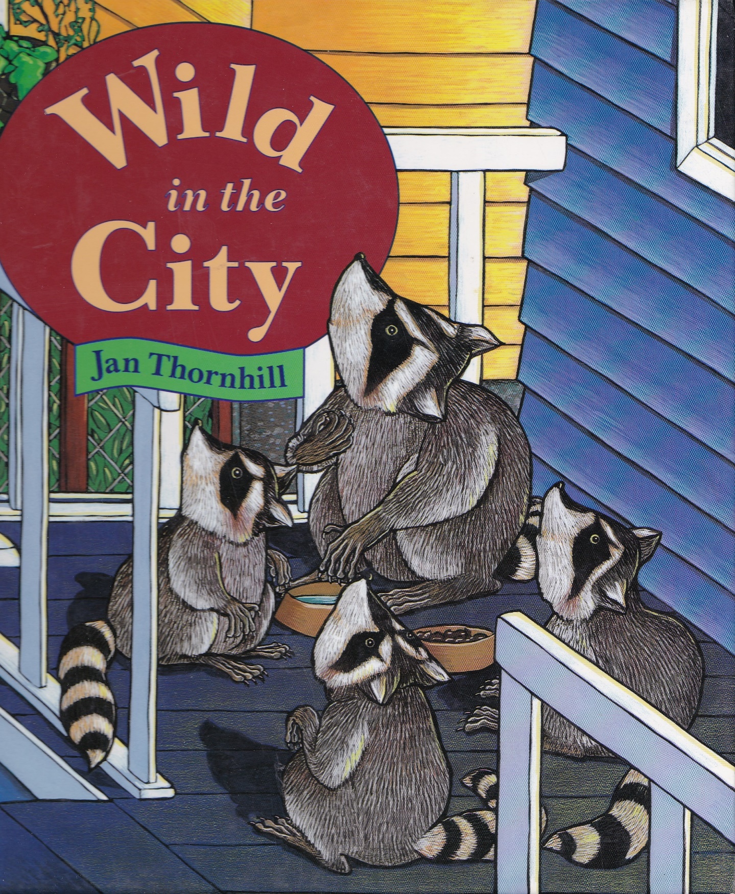 A book cover of a raccoon family
Description automatically generated