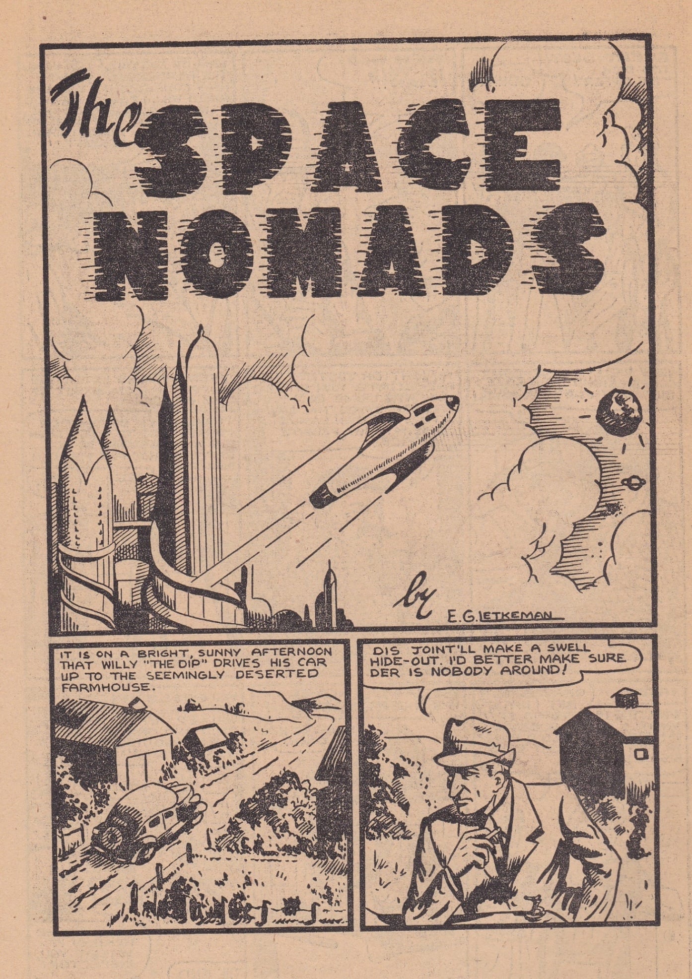 A newspaper with a cartoon of a rocket flying through the sky AI-generated content may be incorrect.