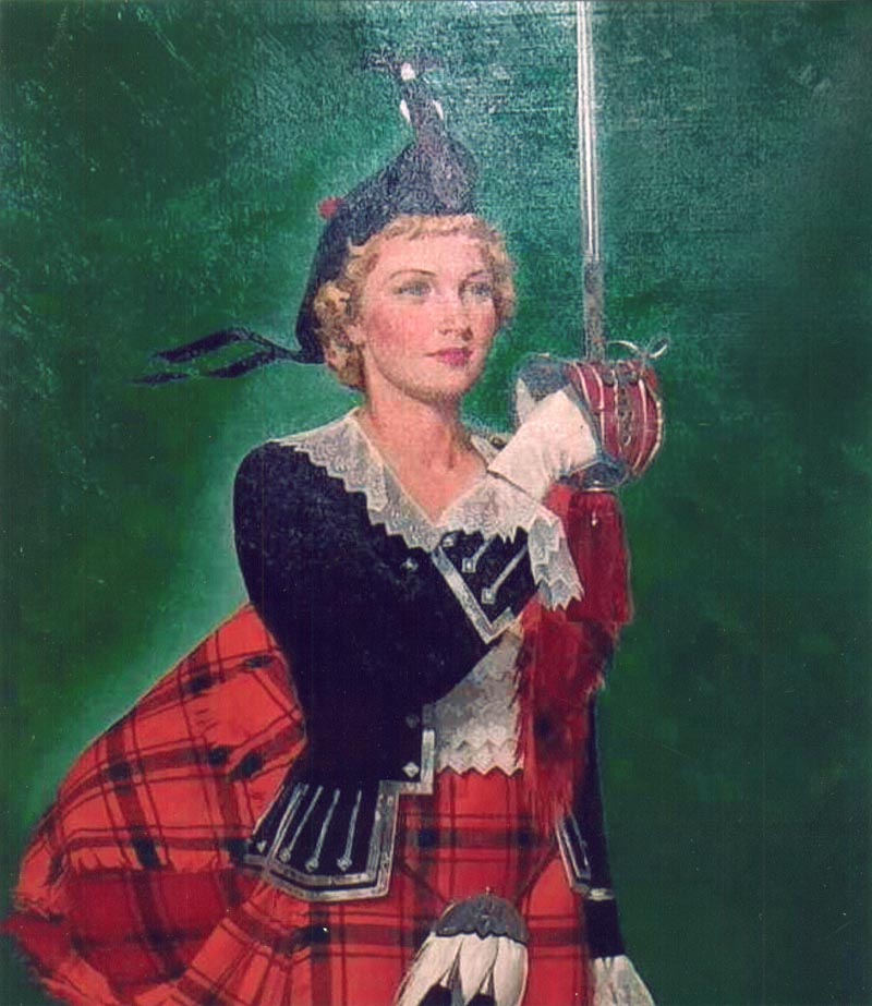 A person in a kilt holding a sword
Description automatically generated
