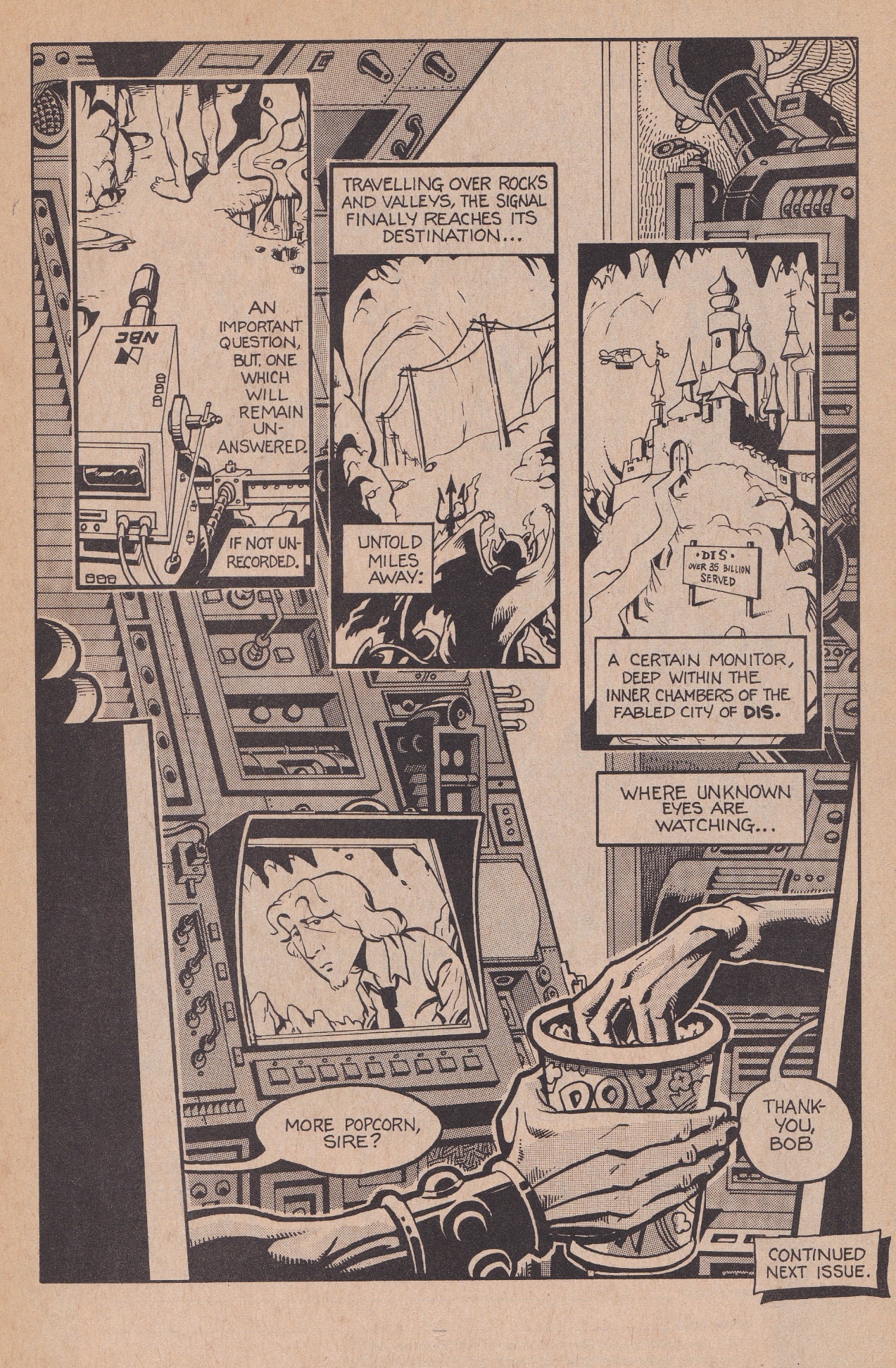 A comic strip with a cartoon AI-generated content may be incorrect.