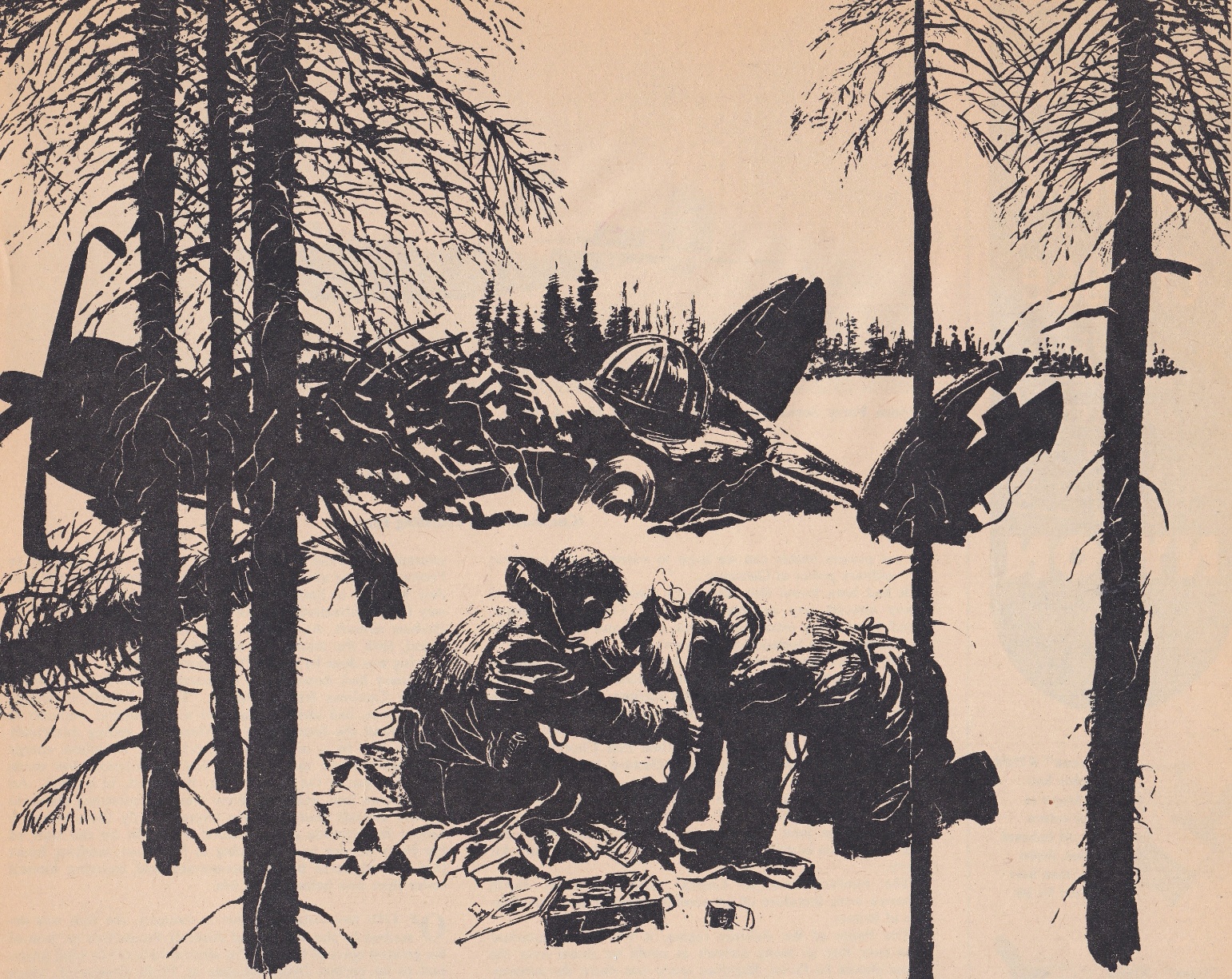 A drawing of a group of people in the woods AI-generated content may be incorrect.